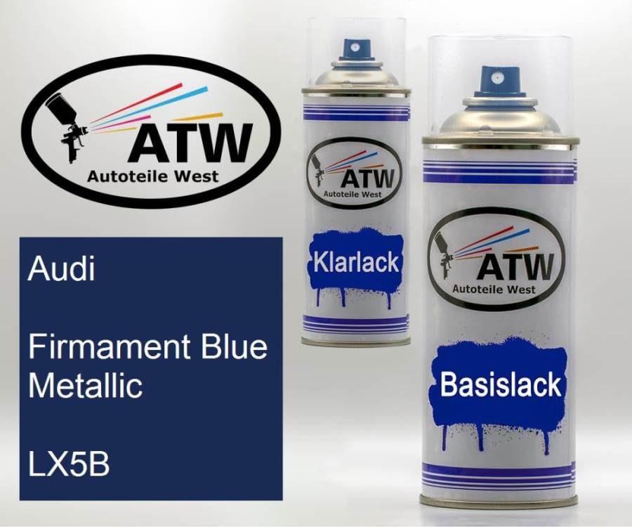 Audi, Firmament Blue Metallic, LX5B: 400ml Sprühdose + 400ml Klarlack - Set, von ATW Autoteile West.